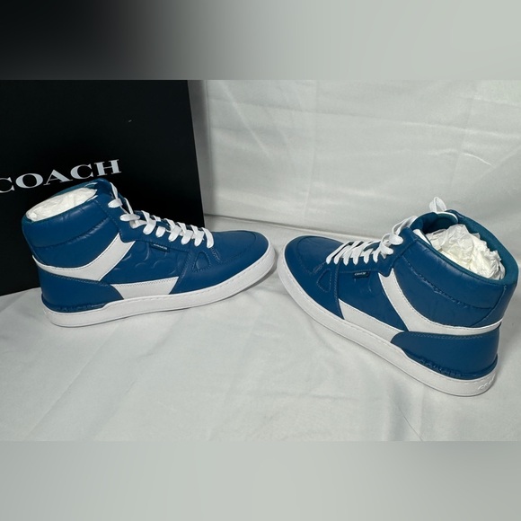 New Authentic Coach Mens Shoes Clip Court High Top Sneaker In Signature Sz 11.5 - Picture 6 of 12